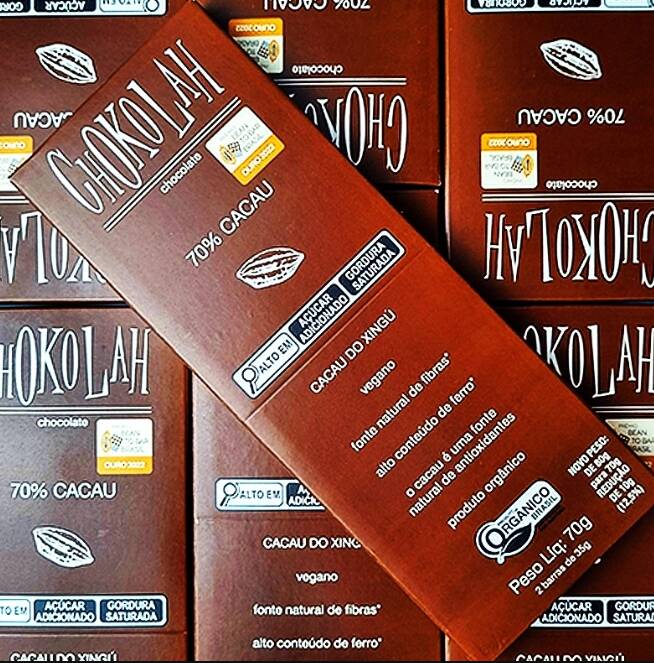 Chocolate 70% cacau, embalagem do produto