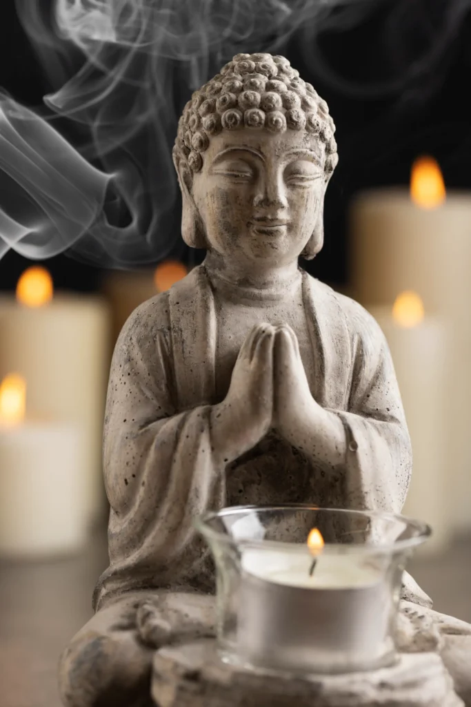 view buddha statuette tranquility Estátua de Buda meditando